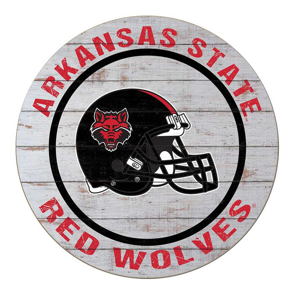 black and red football helmet arkansas state 20x20 Weathered Helmet Sign Arkansas State Red Wolves – KH SPORTS FAN