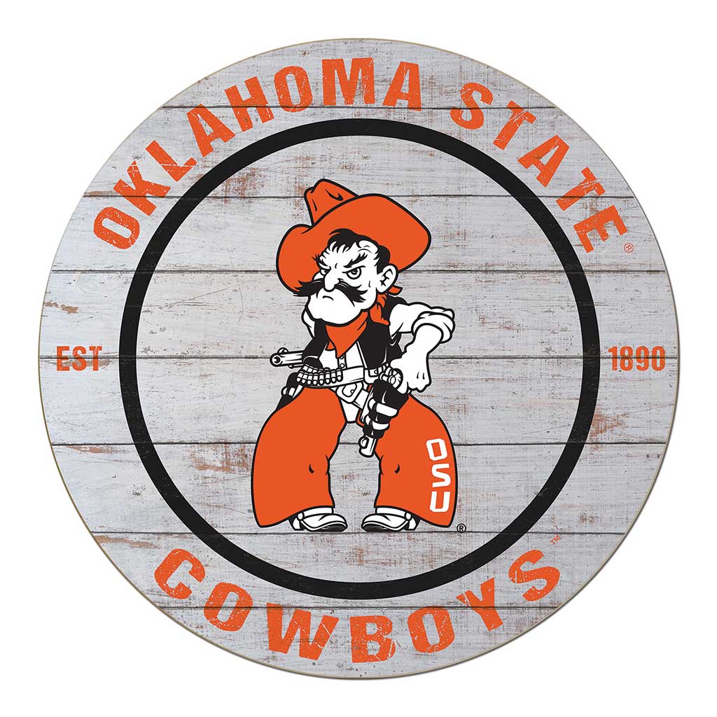 20x20 Weathered Circle Oklahoma State Pistol Pete