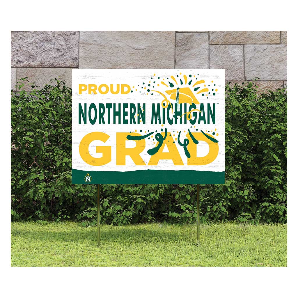 18x24 Lawn Sign Proud Grad With Logo Northern Michigan University Wildcats