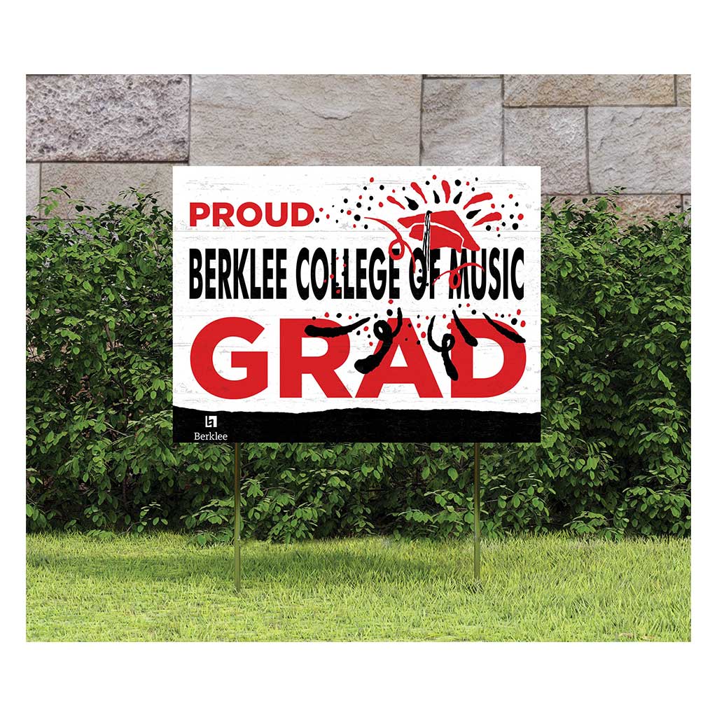 18x24 Lawn Sign Proud Grad With Logo Berklee College of Music Jazz Cat