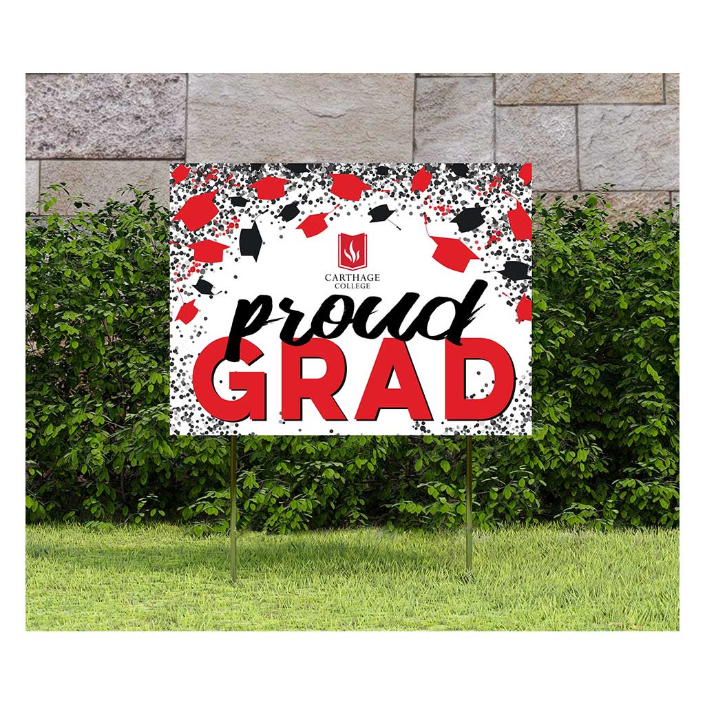 18x24 Lawn Sign Grad with Cap and Confetti Carthage College Red Men/Lady Reds