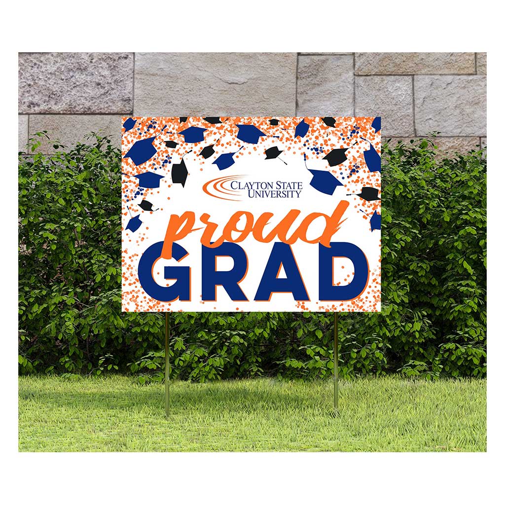 18x24 Lawn Sign Grad with Cap and Confetti Clayton State University Lakers