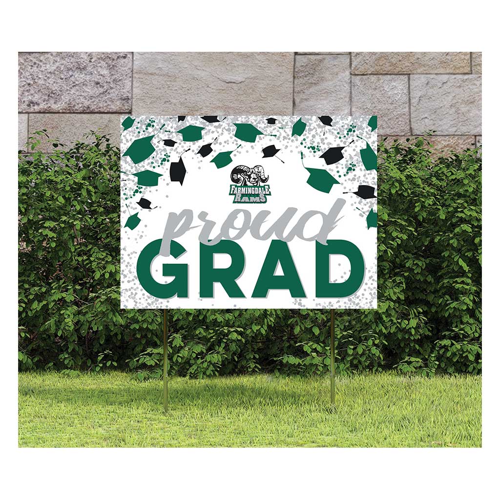 18x24 Lawn Sign Grad with Cap and Confetti Farmingdale State College (SUNY) Rams
