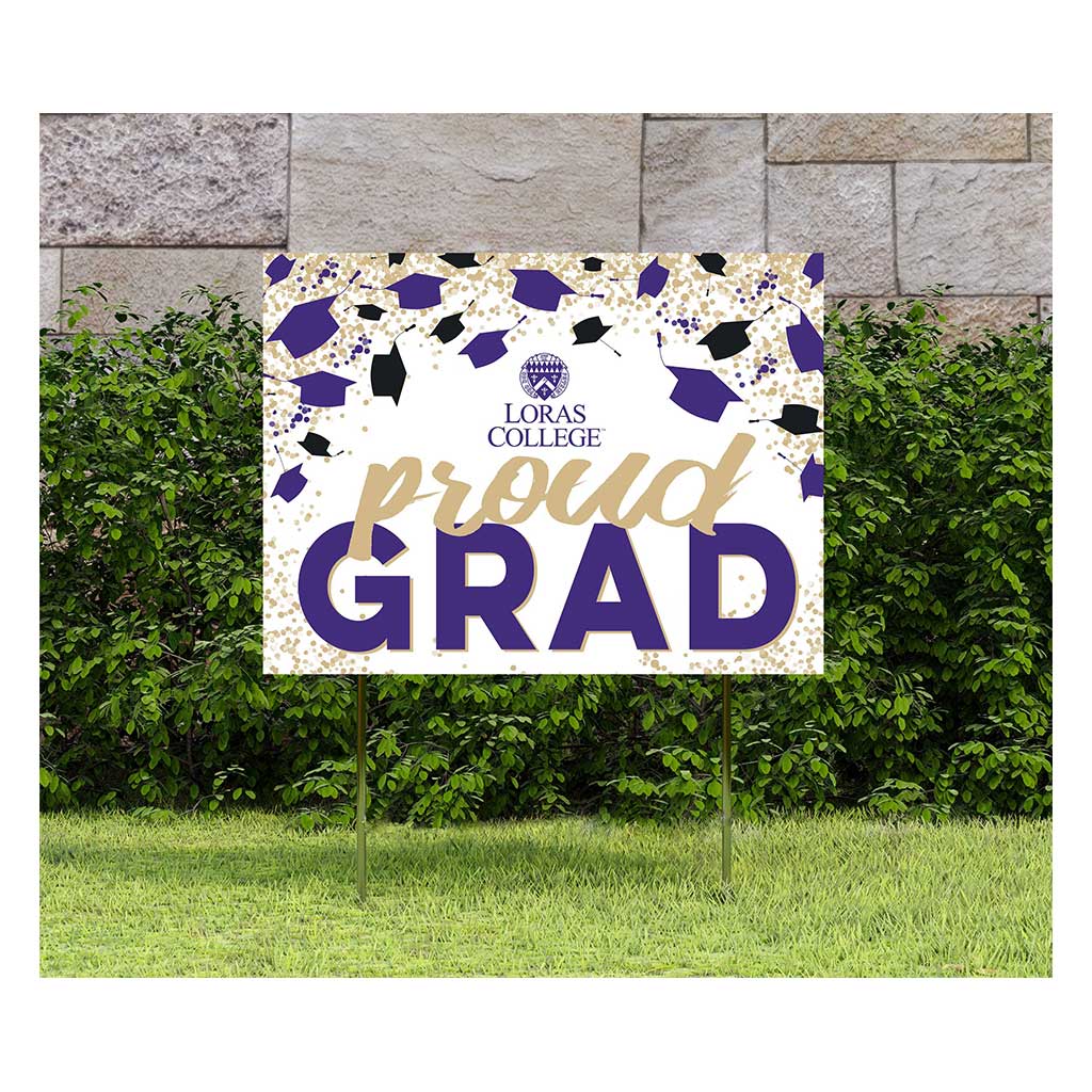 18x24 Lawn Sign Grad with Cap and Confetti Loras College Duhawks