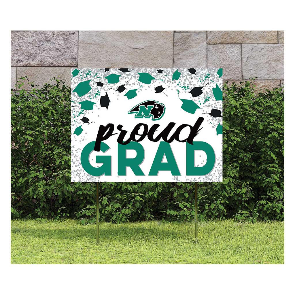 18x24 Lawn Sign Grad with Cap and Confetti Nichols College Bison
