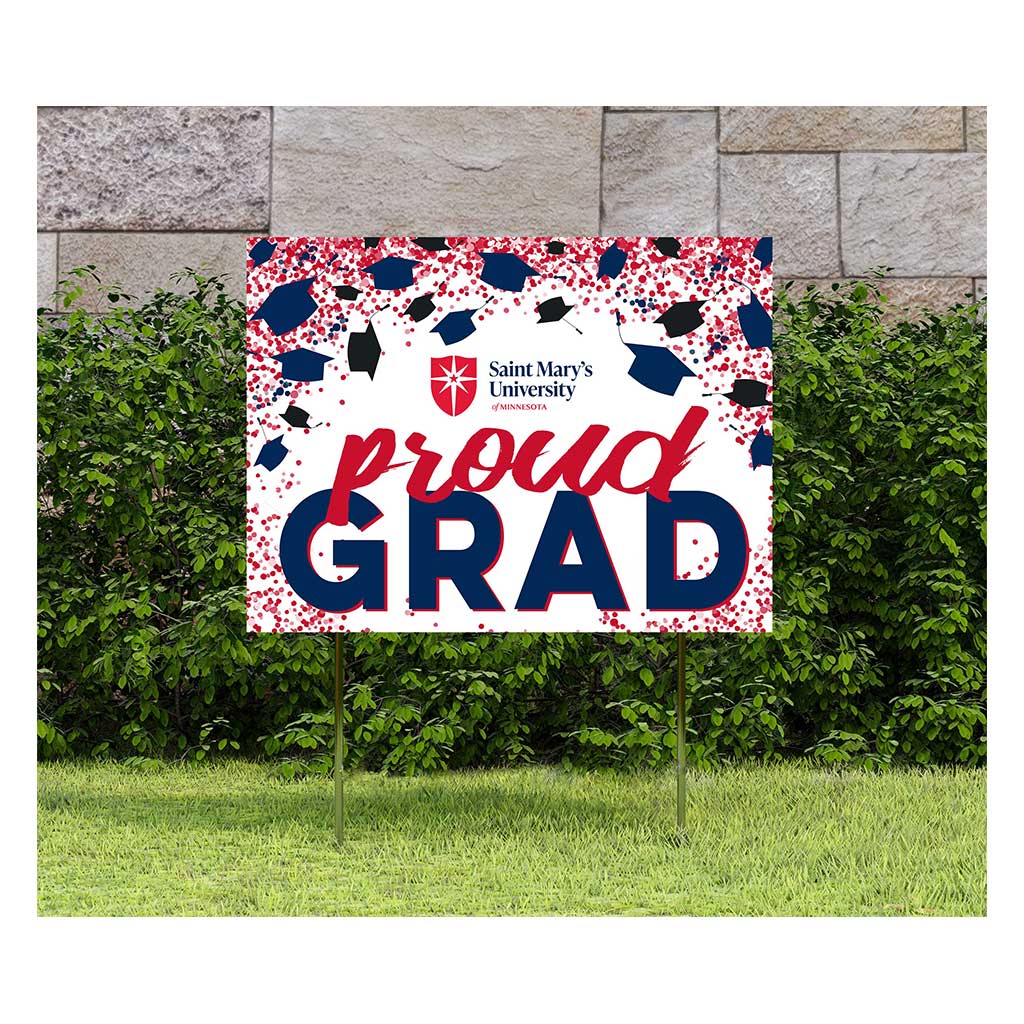 18x24 Lawn Sign Grad with Cap and Confetti Saint Mary's University of Minnesota Cardinals