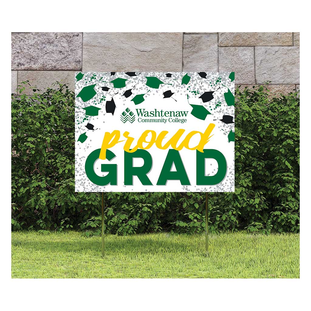 18x24 Lawn Sign Grad with Cap and Confetti Washtenaw Community College