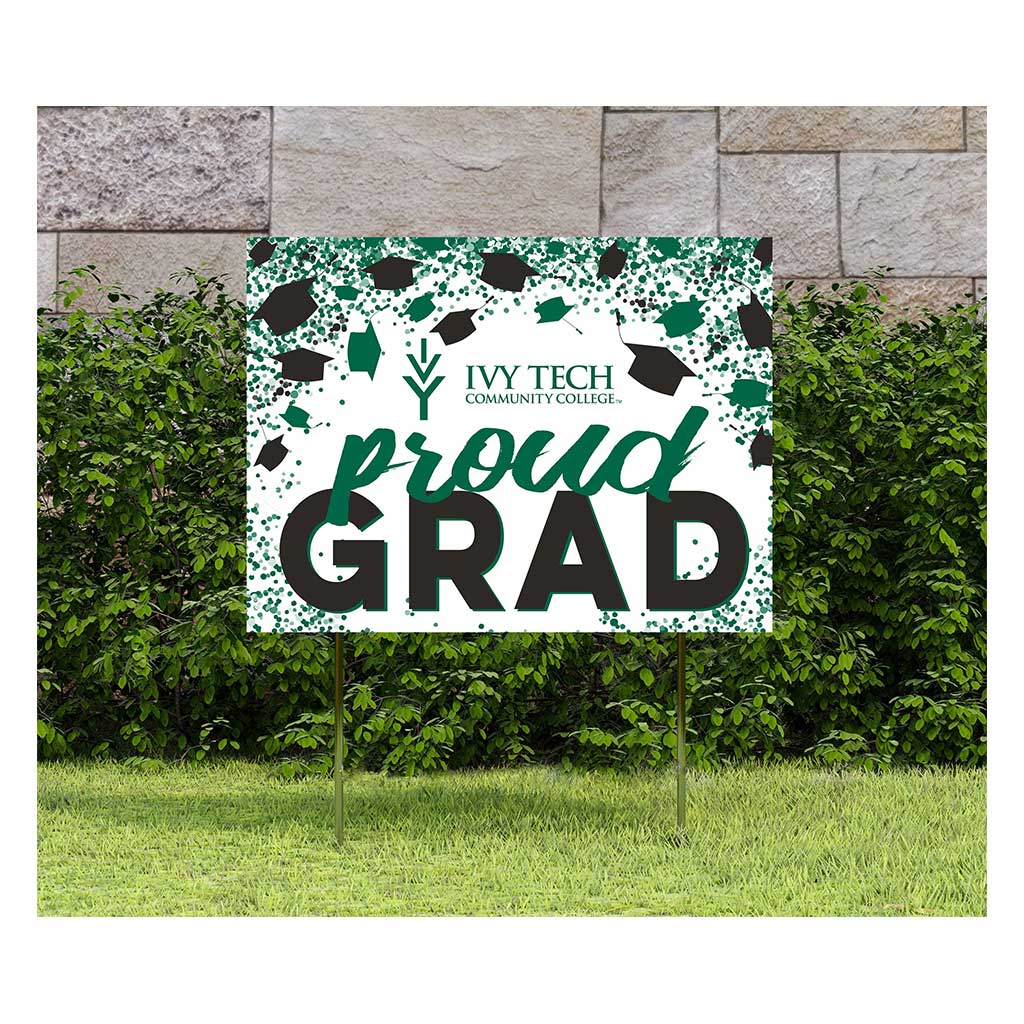 18x24 Lawn Sign Grad with Cap and Confetti Ivy Tech Community College of Indiana