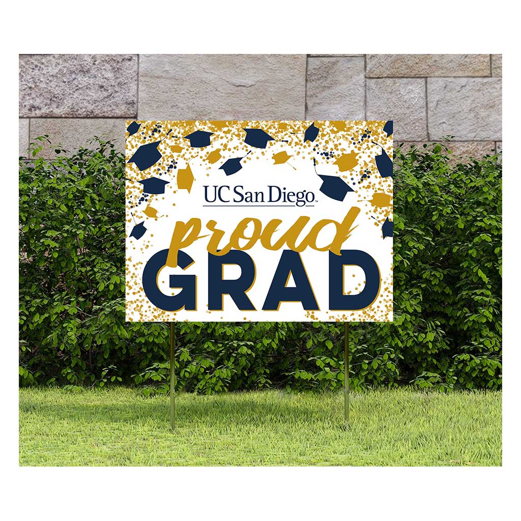 18x24 Lawn Sign Grad with Cap and Confetti University of California San Diego Tritons