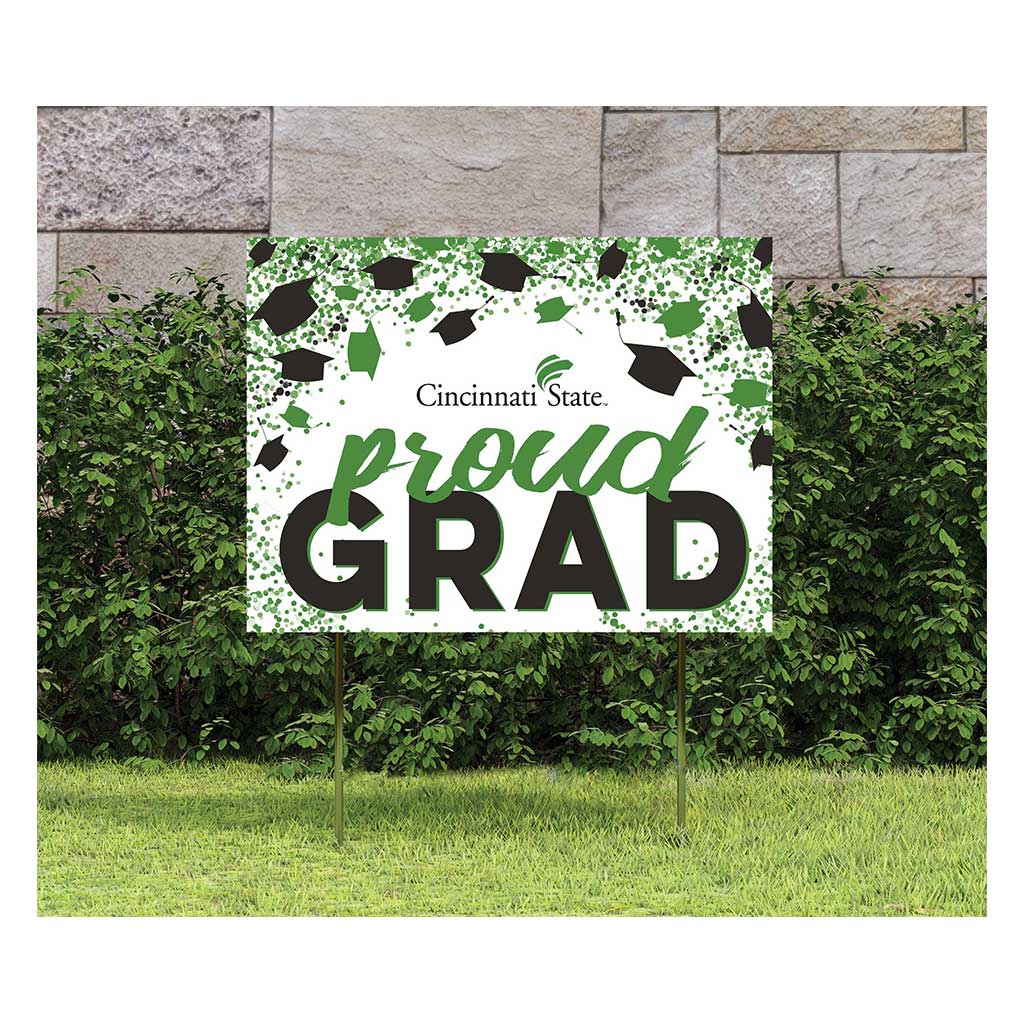18x24 Lawn Sign Grad with Cap and Confetti Cincinnati State