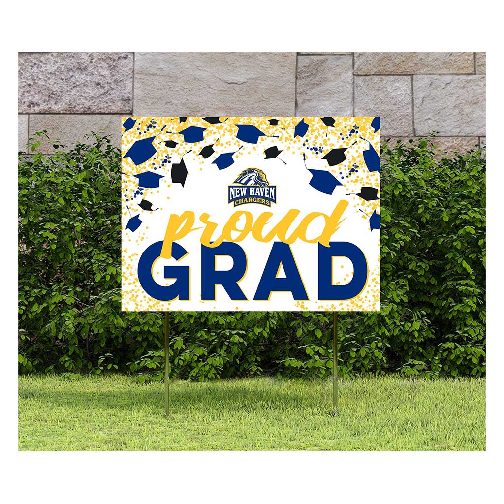 18x24 Lawn Sign Grad with Cap and Confetti New Haven Chargers