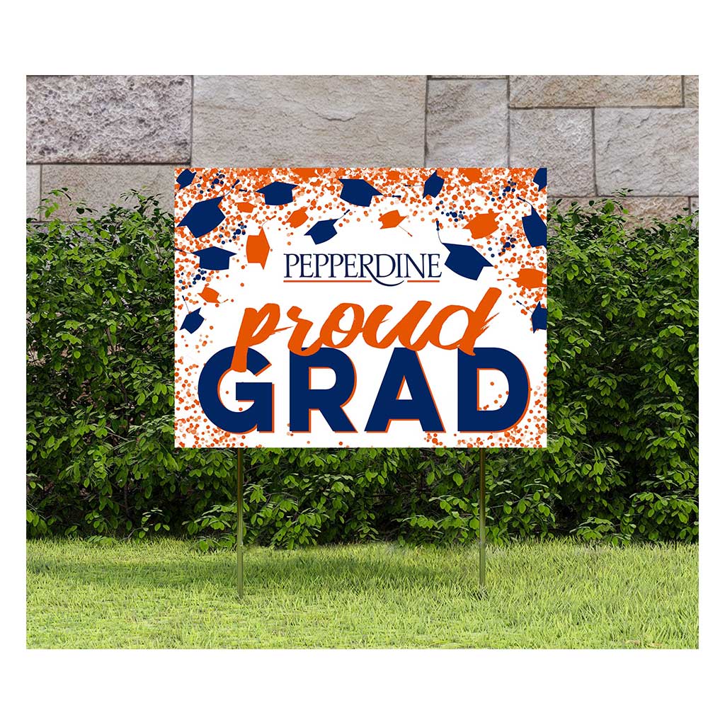 18x24 Lawn Sign Grad with Cap and Confetti Pepperdine Waves