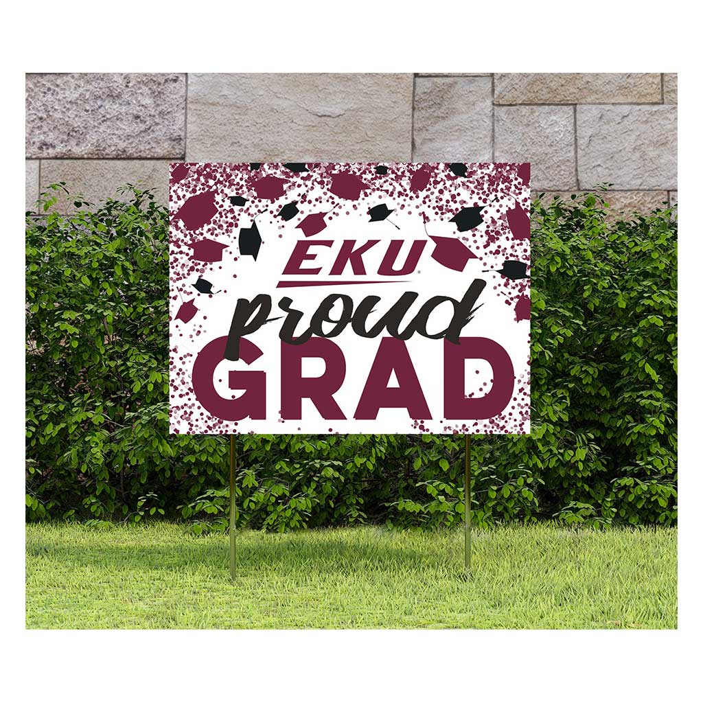 18x24 Lawn Sign Grad with Cap and Confetti Eastern Kentucky University Colonels