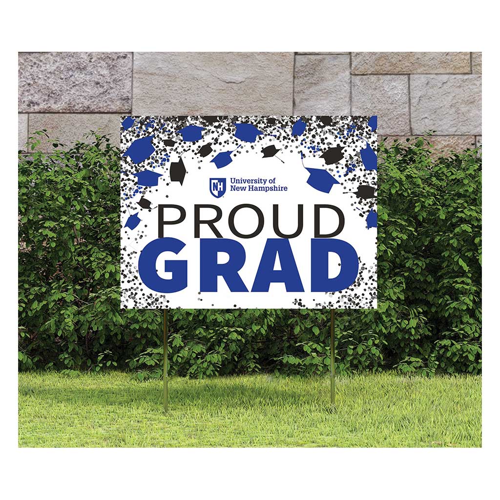 18x24 Lawn Sign Grad with Cap and Confetti University of New Hampshire Wildcats