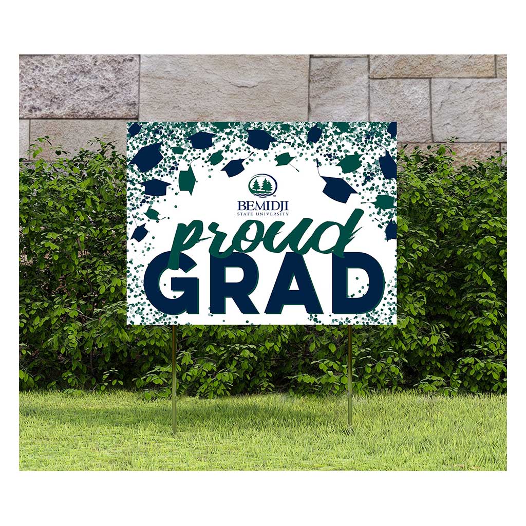 18x24 Lawn Sign Grad with Cap and Confetti Bemidji State University BEAVERS