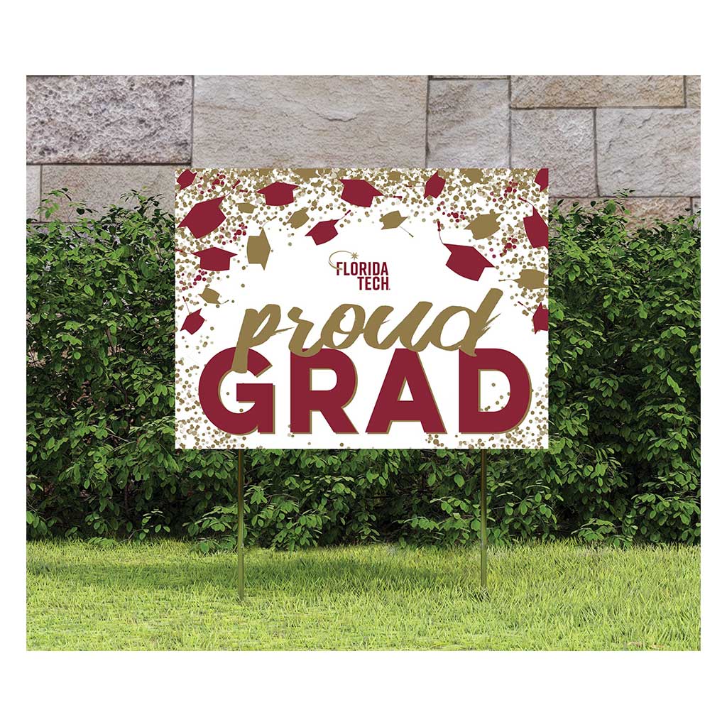 18x24 Lawn Sign Grad with Cap and Confetti Florida Institute of Technology PANTHERS