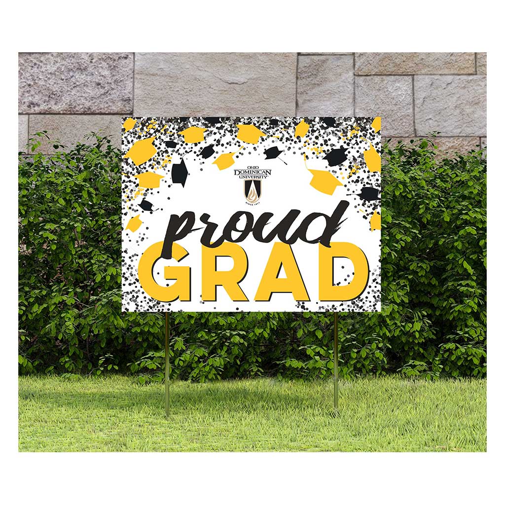18x24 Lawn Sign Grad with Cap and Confetti Ohio Dominican University Panthers