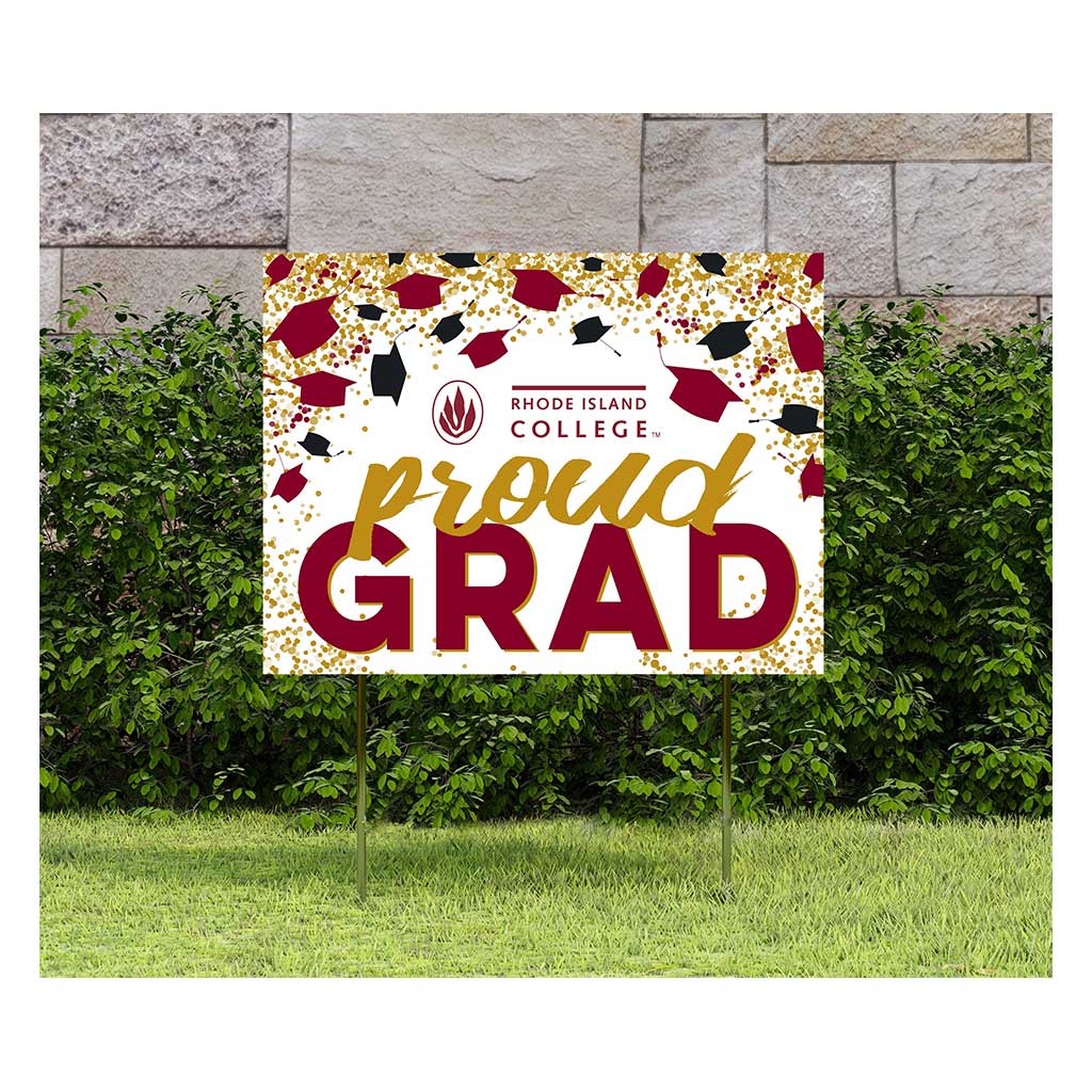 18x24 Lawn Sign Grad with Cap and Confetti Rhode Island College Anchormen