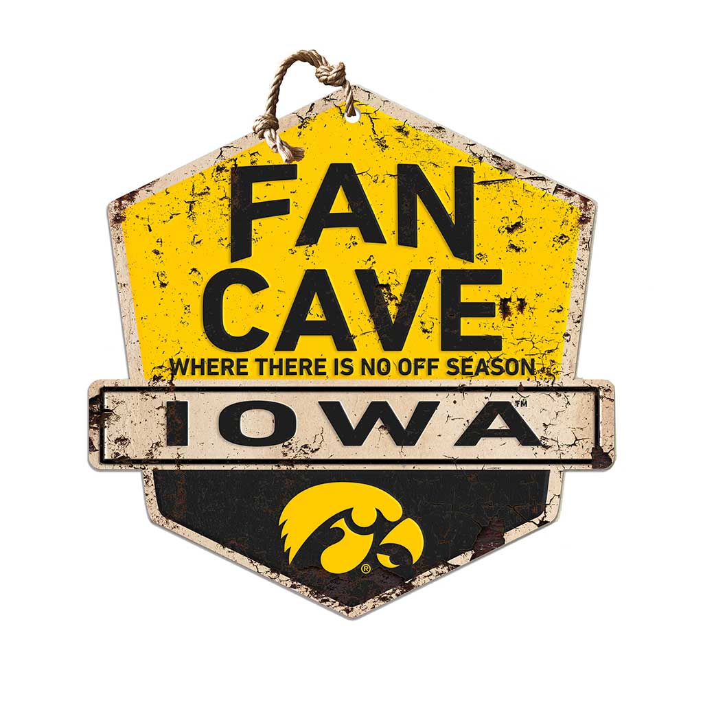 Rustic Badge Fan Cave Sign Iowa Hawkeyes