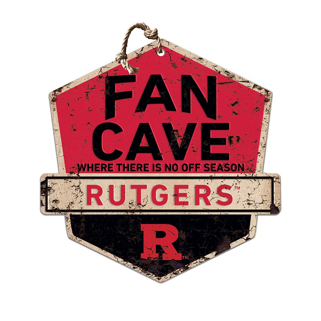 Rustic Badge Fan Cave Sign Rutgers Scarlet Knights