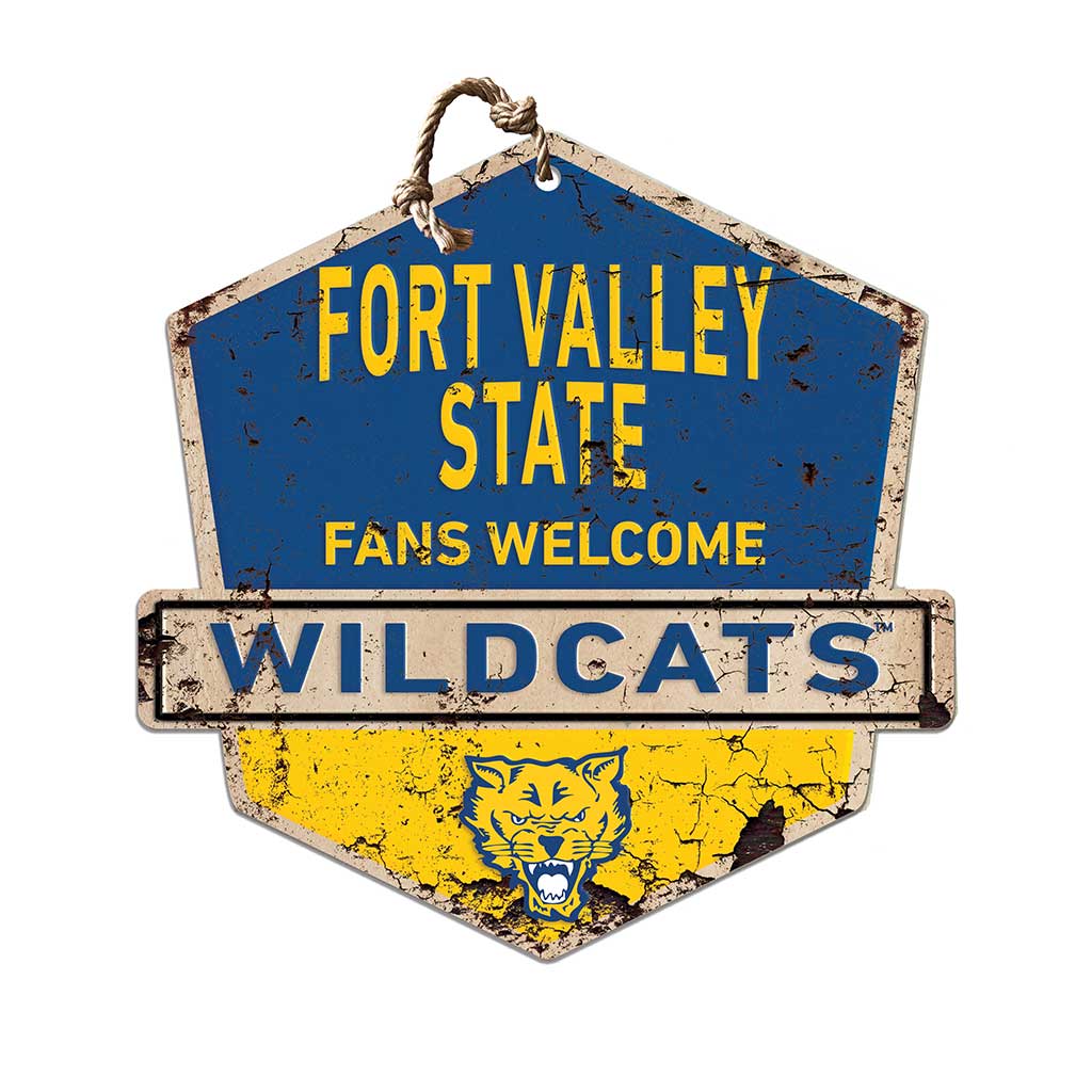 Rustic Badge Fans Welcome Sign Fort Valley State Wildcats