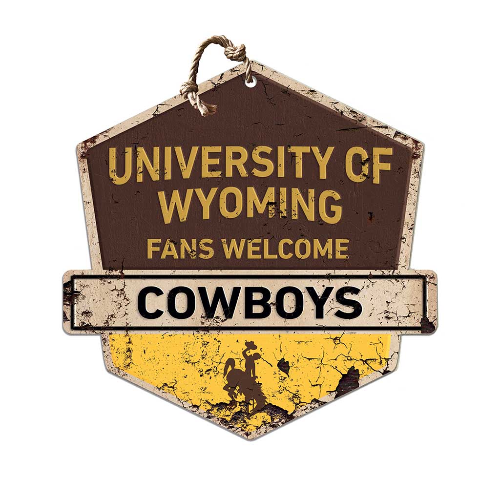 Rustic Badge Fans Welcome Sign Wyoming Cowboys