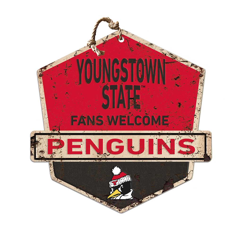 Rustic Badge Fans Welcome Sign Youngstown State University Penguins