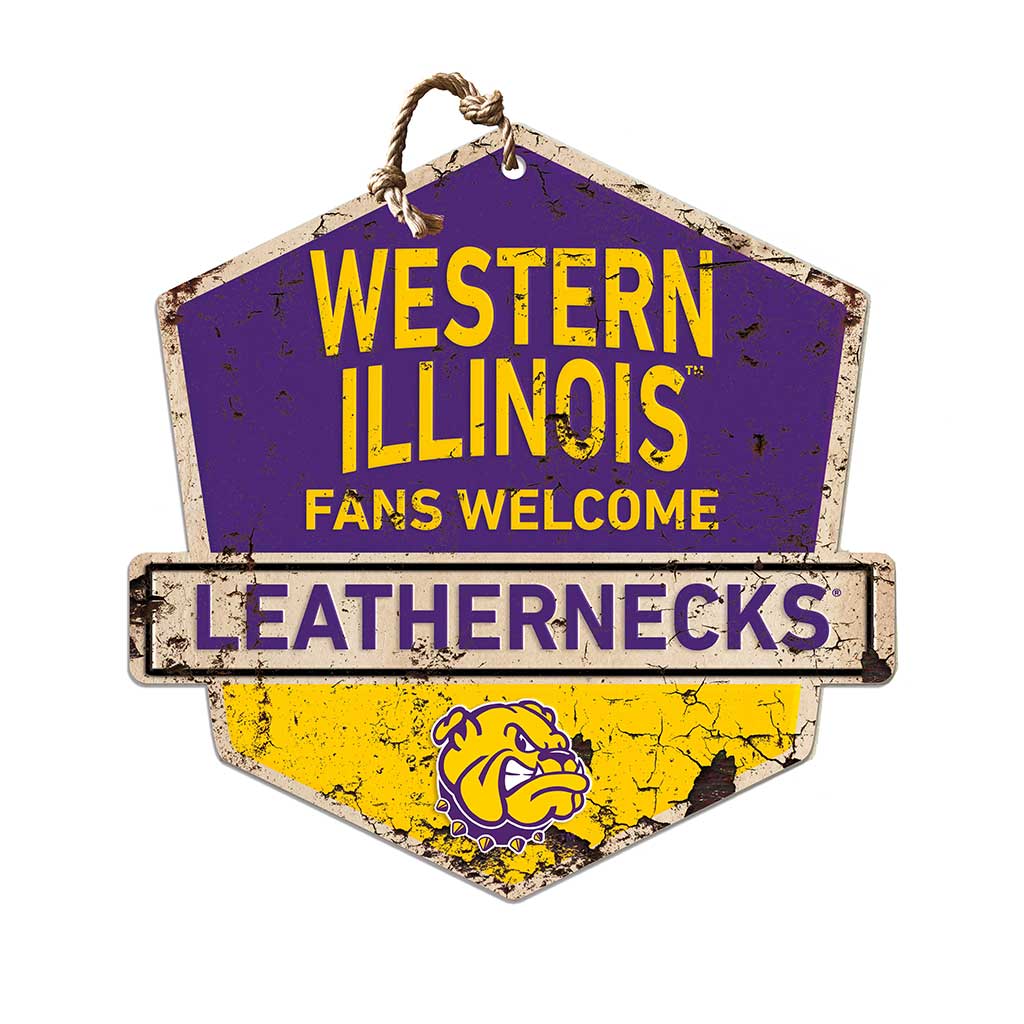 Rustic Badge Fans Welcome Sign Western Illinois Leathernecks