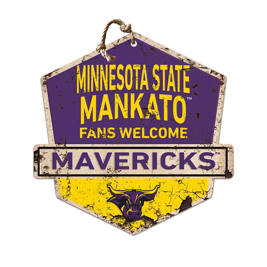 Rustic Badge Fans Welcome Sign Minnesota State - Mankato Mavericks