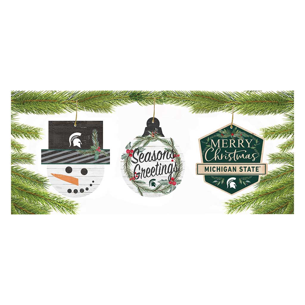 3 Pack Christmas Ornament Michigan State Spartans