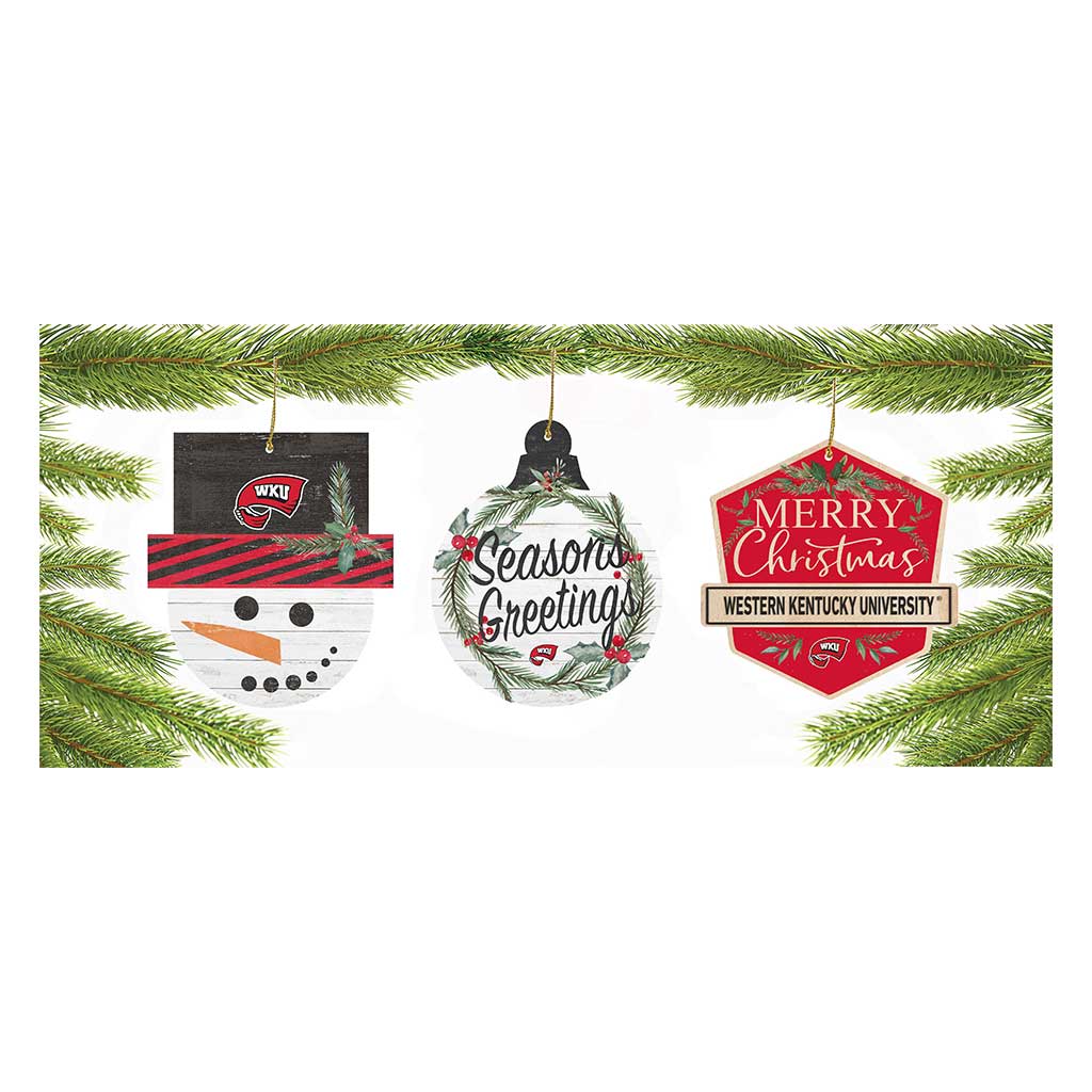 3 Pack Christmas Ornament Western Kentucky Hilltoppers
