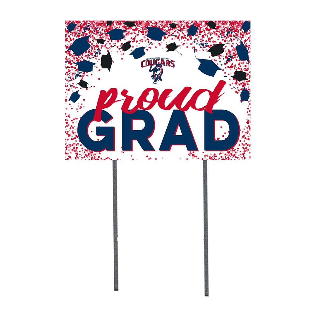 18x24 Lawn Sign Grad with Cap and Confetti Columbus State University Cougars