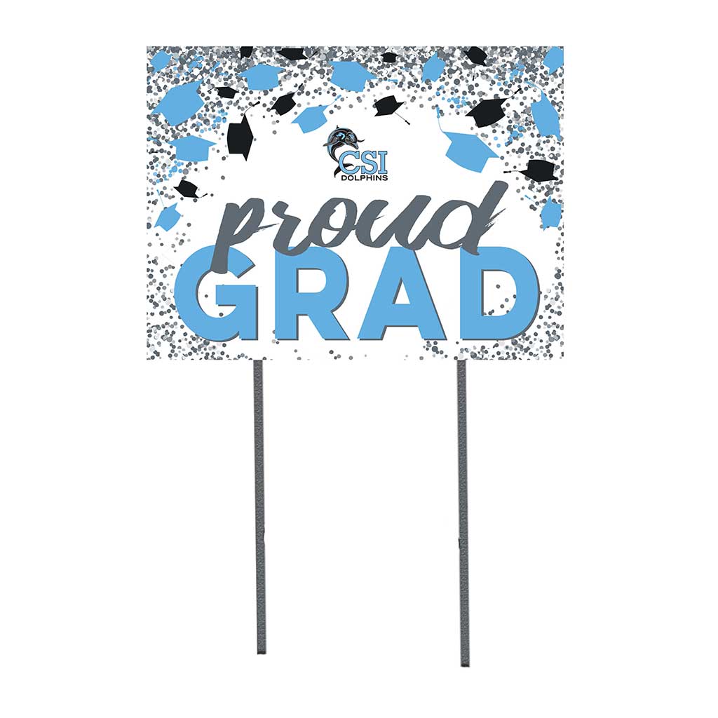 18x24 Lawn Sign Grad with Cap and Confetti College of Staten Island Dolphins