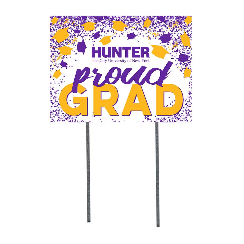 18x24 Lawn Sign Grad with Cap and Confetti Hunter College Hawks