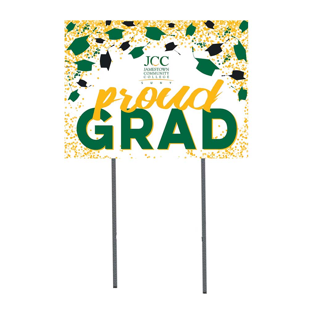 18x24 Lawn Sign Grad with Cap and Confetti Jamestown Community College Jayhawks
