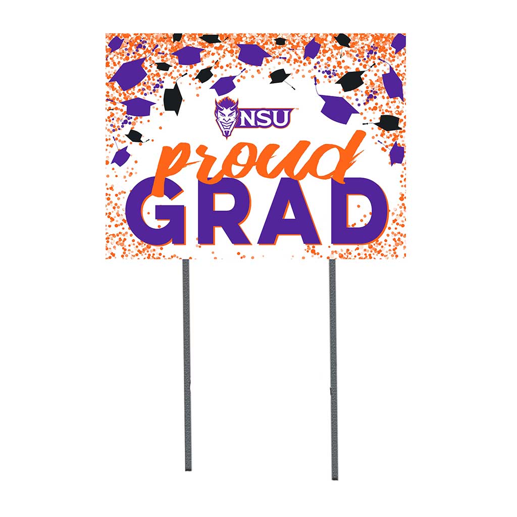 18x24 Lawn Sign Grad with Cap and Confetti Northwestern State Demons