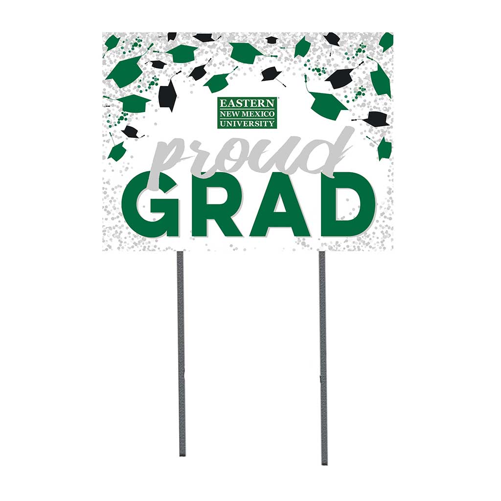 18x24 Lawn Sign Grad with Cap and Confetti Eastern New Mexico Greyhounds