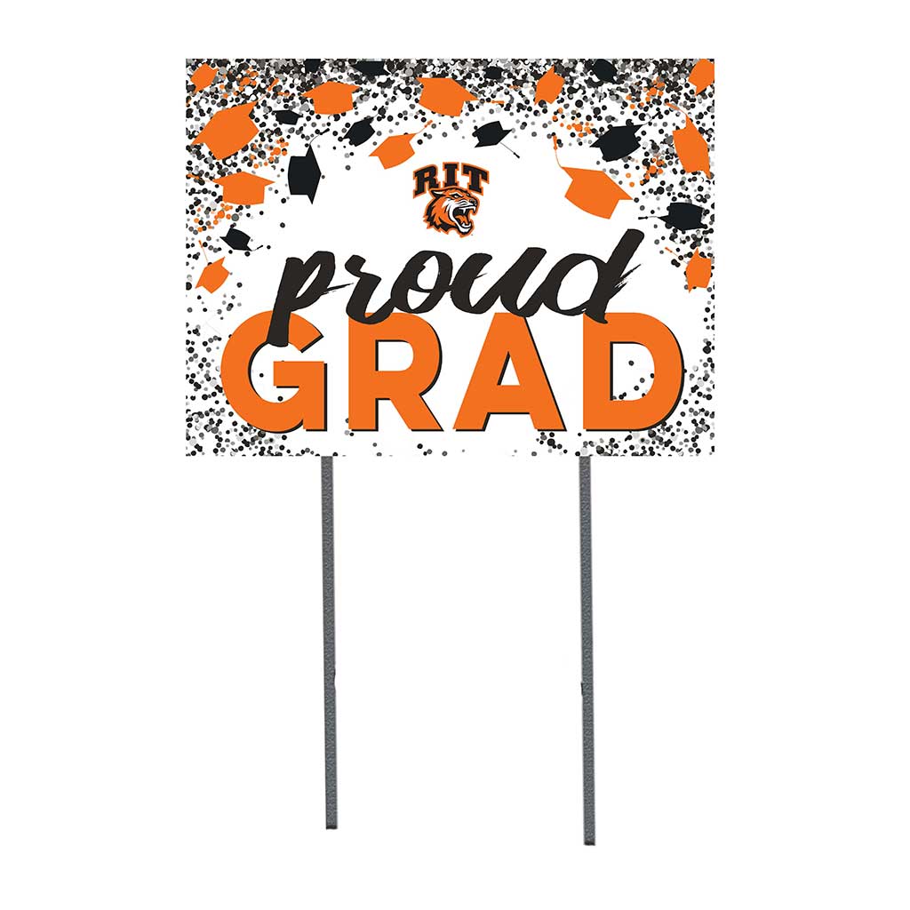 18x24 Lawn Sign Grad with Cap and Confetti Rochester Institute of Technology Tigers