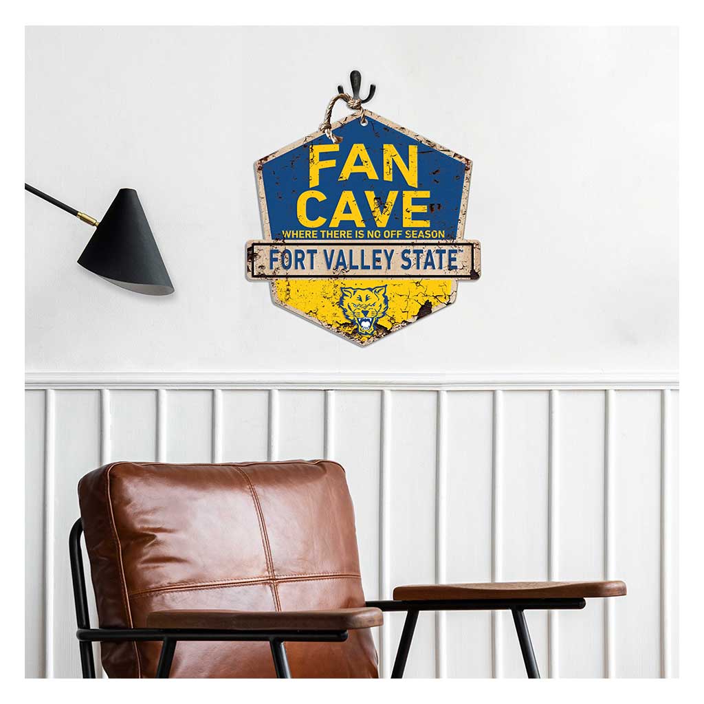Rustic Badge Fan Cave Sign Fort Valley State Wildcats