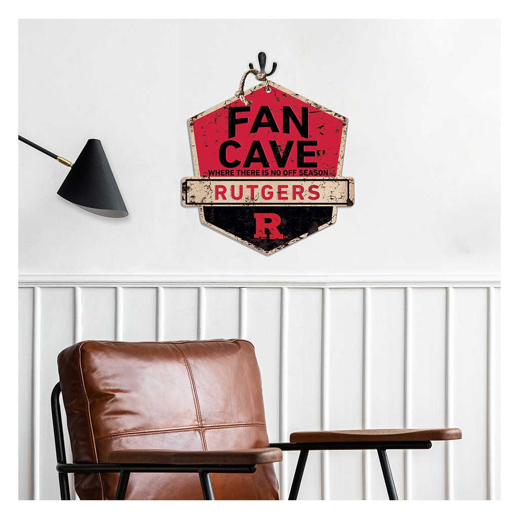 Rustic Badge Fan Cave Sign Rutgers Scarlet Knights
