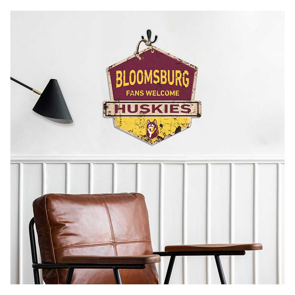 Rustic Badge Fans Welcome Sign Bloomsburg Huskies