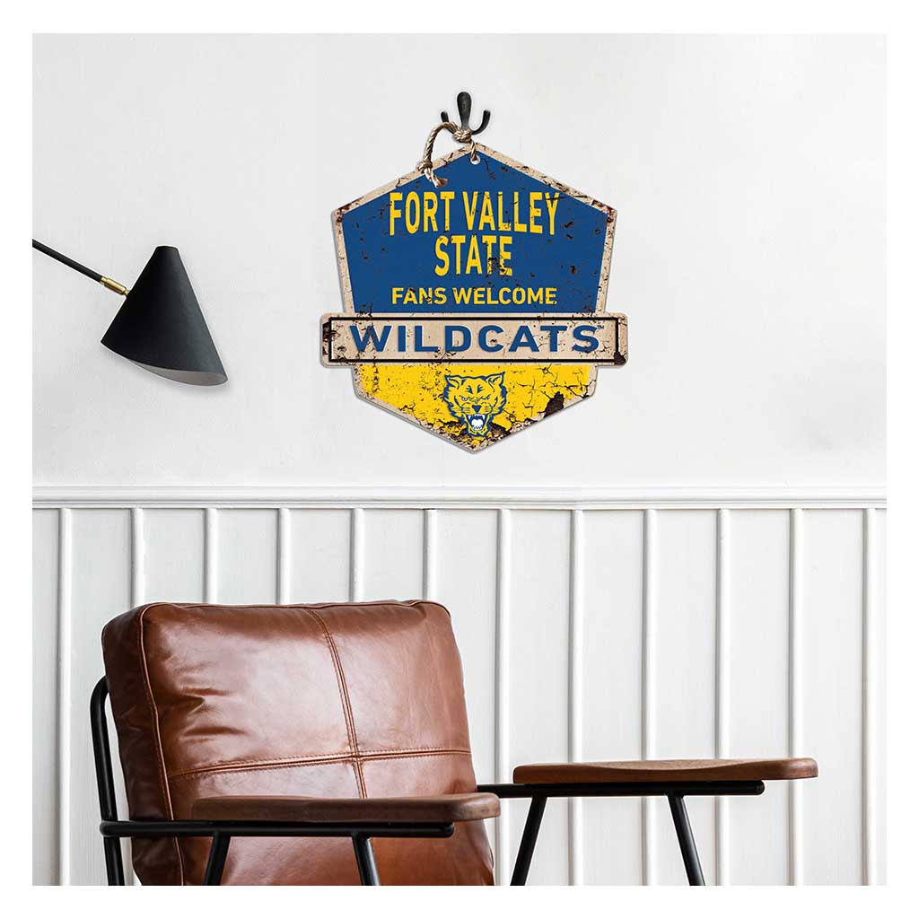 Rustic Badge Fans Welcome Sign Fort Valley State Wildcats
