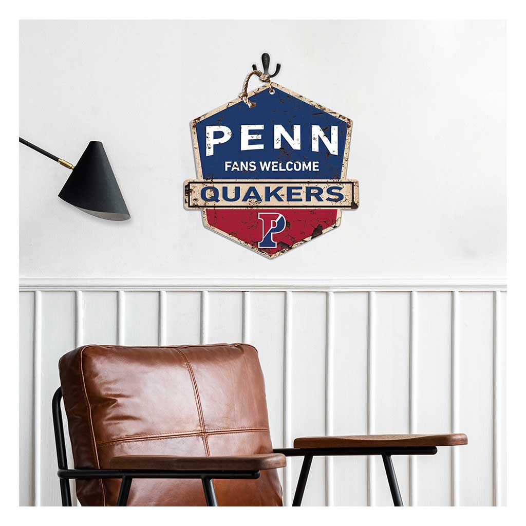 Rustic Badge Fans Welcome Sign University of Pennsylvania Quakers
