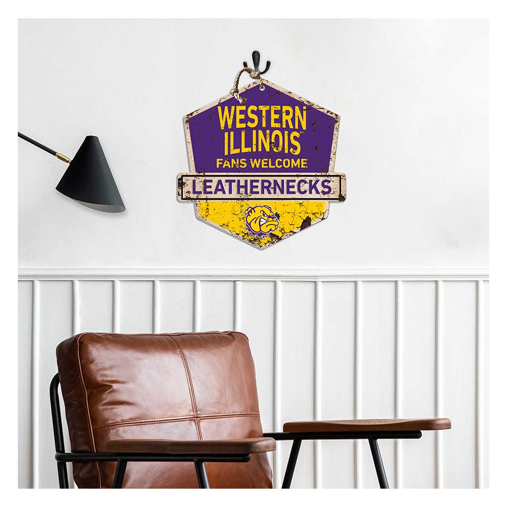 Rustic Badge Fans Welcome Sign Western Illinois Leathernecks