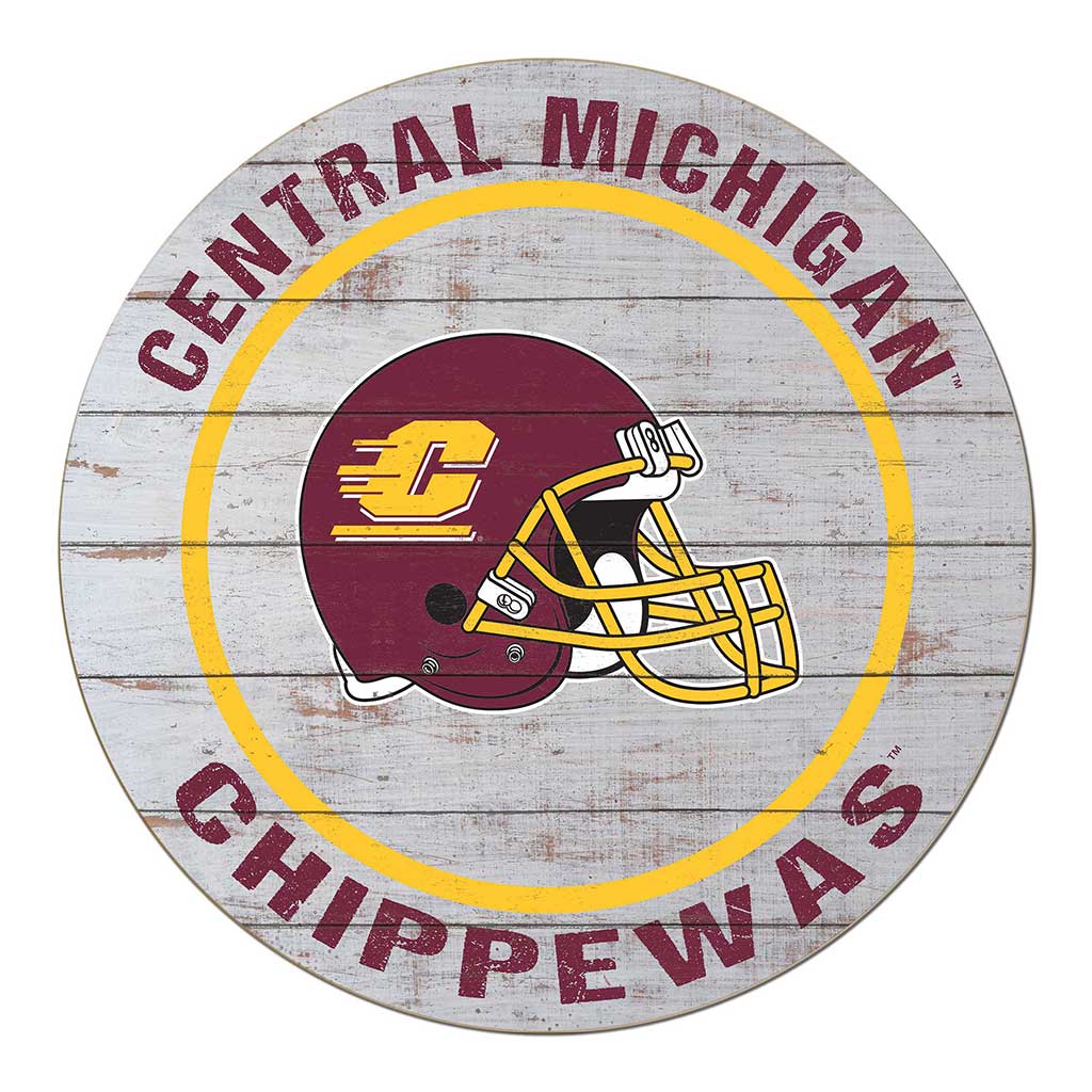 20x20 Weathered Helmet Sign Central Michigan Chippewas