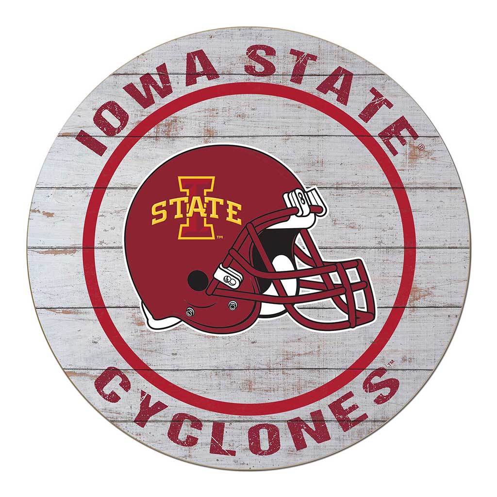 20x20 Weathered Helmet Sign Iowa State Cyclones