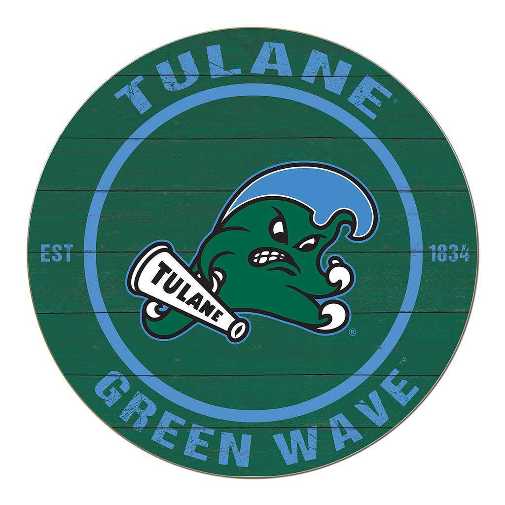 20x20 Weathered Colored Circle Tulane Green Wave