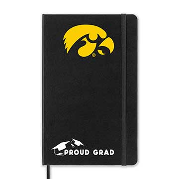 Iowa Hawkeyes Proud Grad Black Ruled Moleskine Notebook