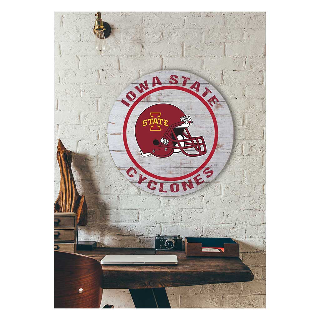 20x20 Weathered Helmet Sign Iowa State Cyclones