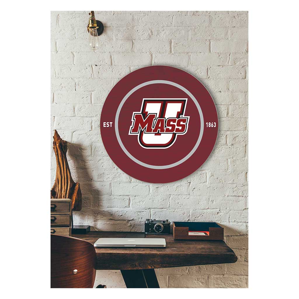 20x20 Weathered Colored Circle Massachusetts (UMASS-Amherst) Minutemen